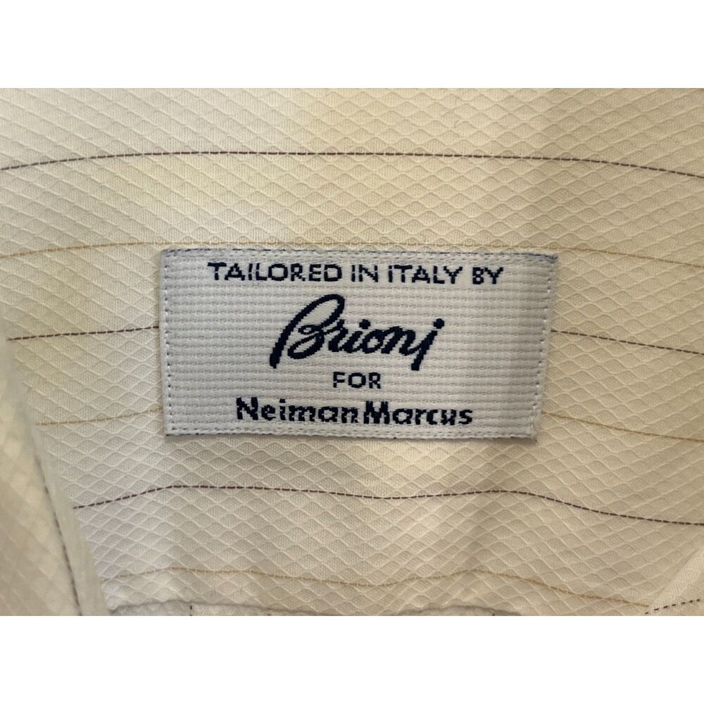Brioni White Stripe 100% Cotton Button Up Shirt Top  Mens Size 14.5 - Picture 4 of 10